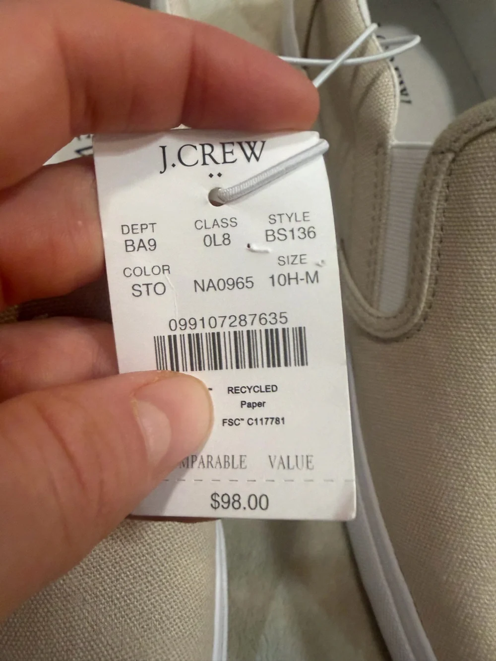 J crew stone Canvas slip-on sneakers